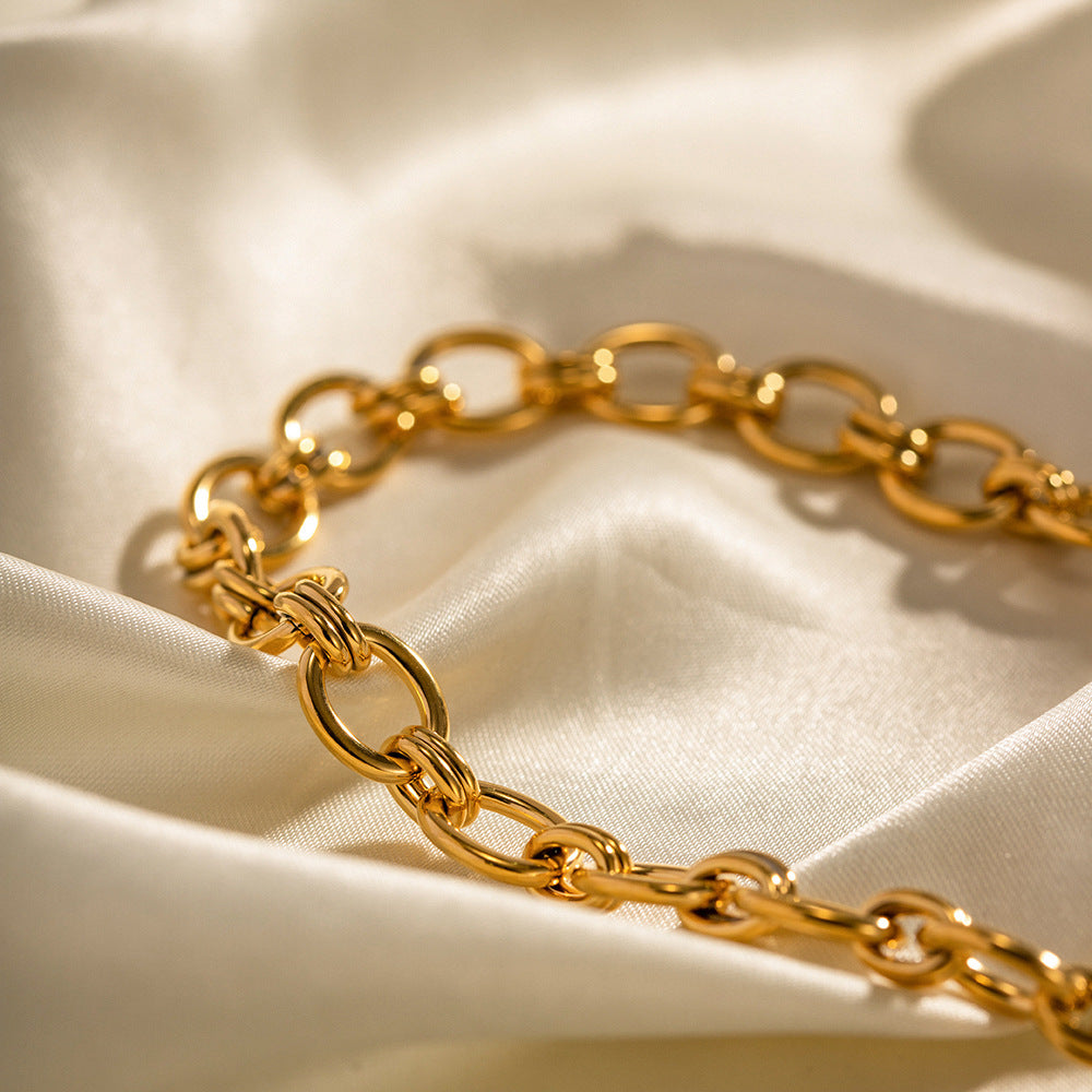 18K gold-plated chunky chain bracelet & necklaces