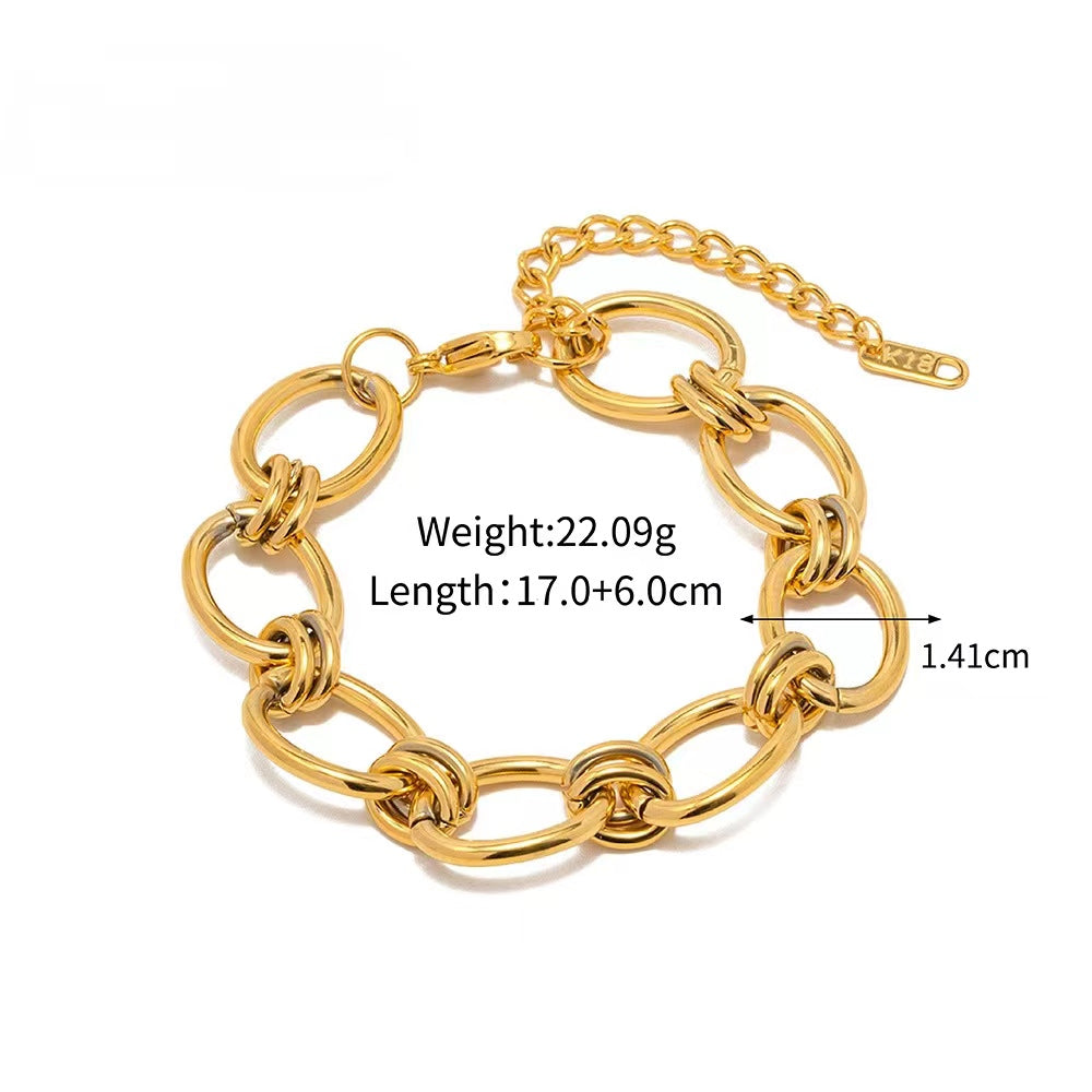 18K gold-plated chunky chain bracelet & necklaces