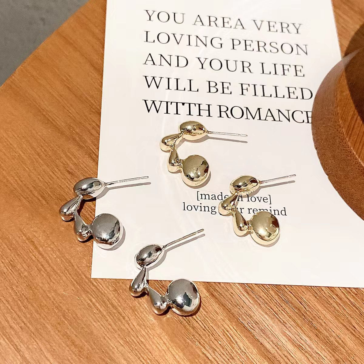 925 Silver Studs with C Shape Earrings