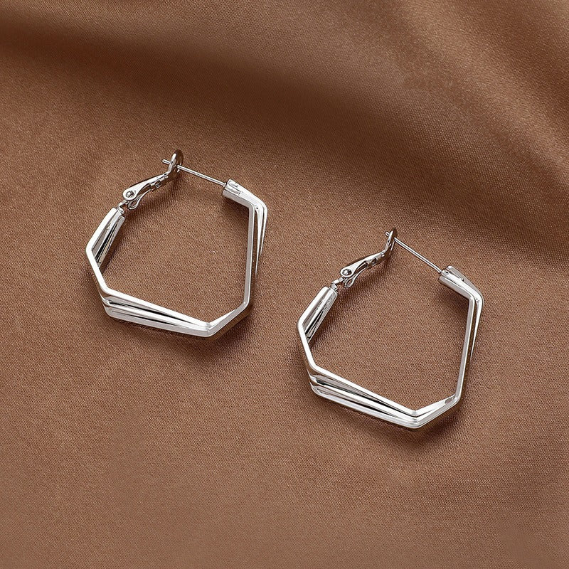 925 Silver Studs With Exaggerated Irregular Geometric Earrings