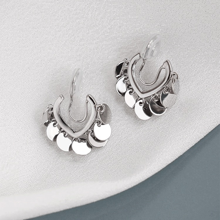 Heart-shaped Round Plates Coil Ear Clip