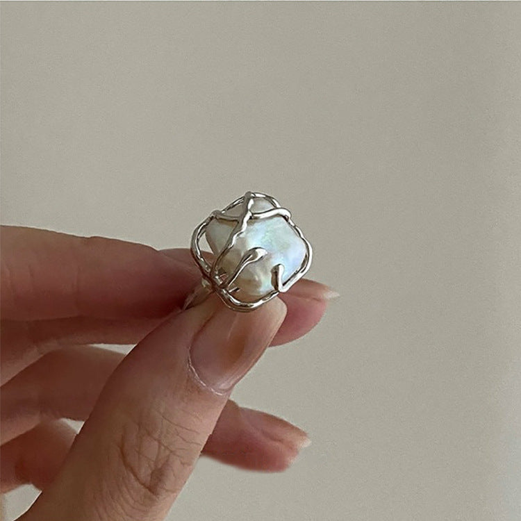 Irregular metal pearl opening rings