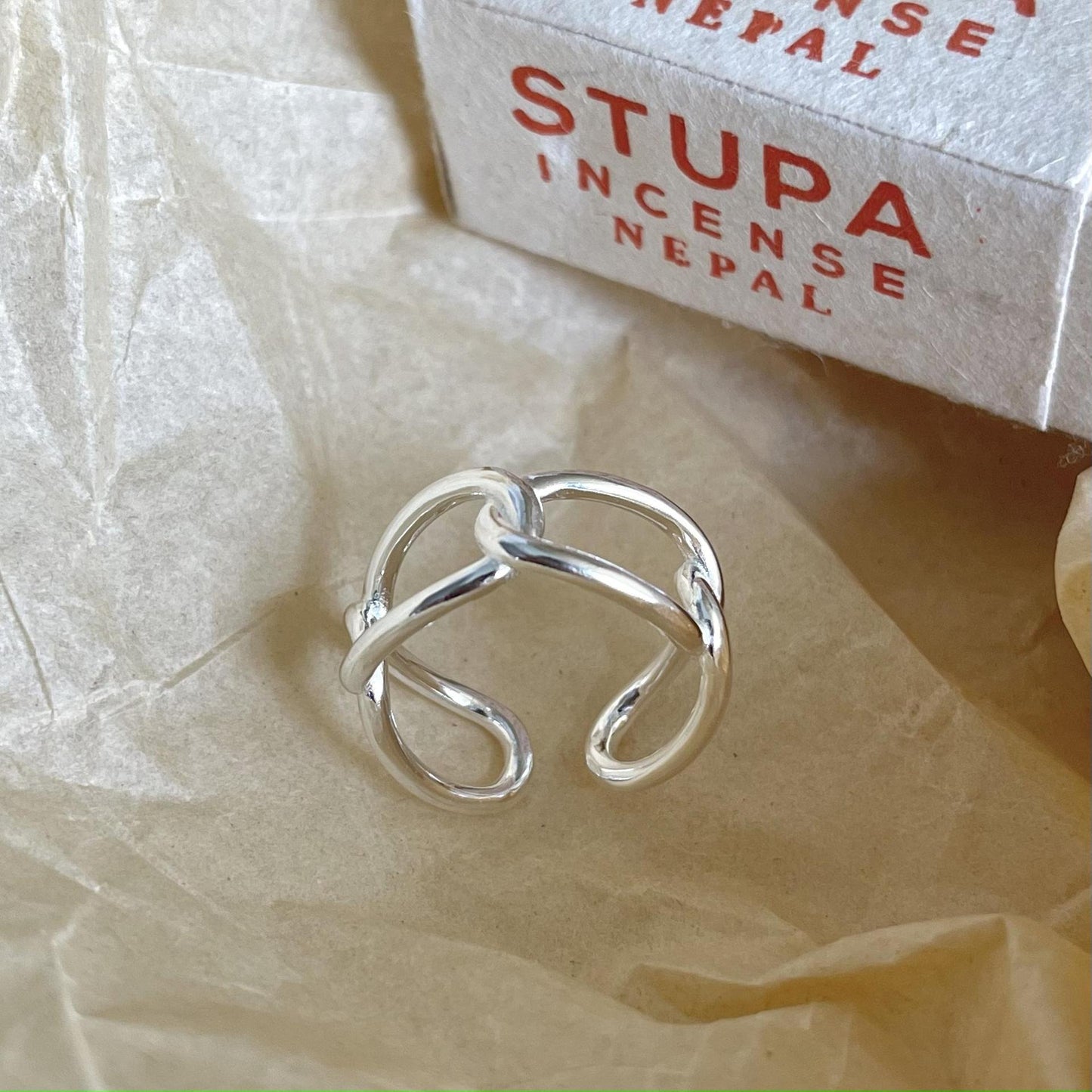 925 Silver Minimalist Geometric Chain Ring