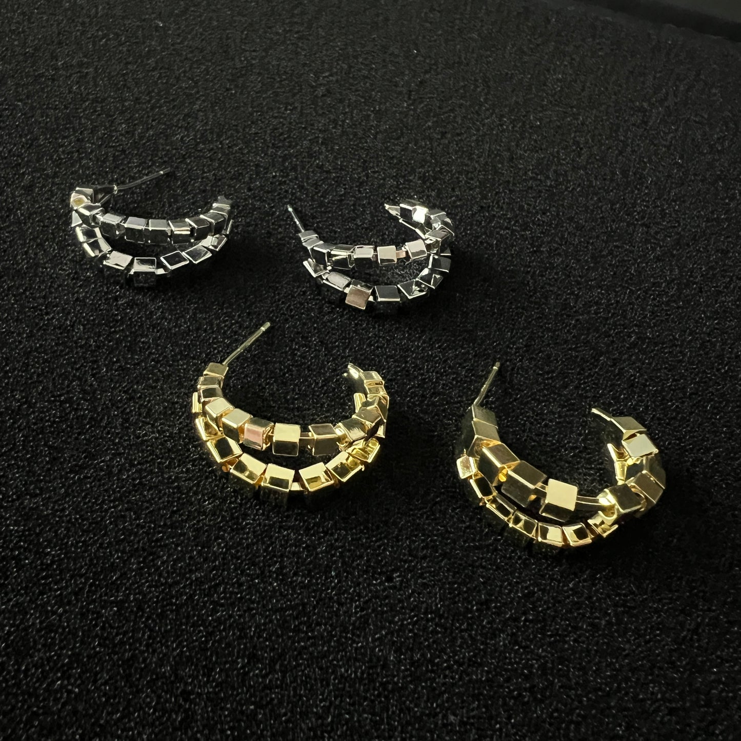 Double Hoop Silver Earrings